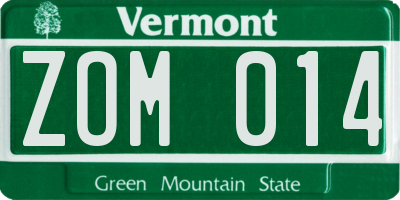 VT license plate ZOM014