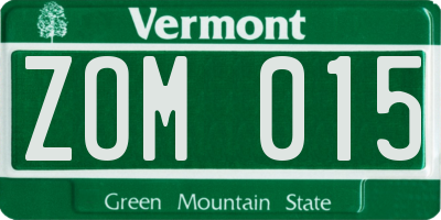 VT license plate ZOM015