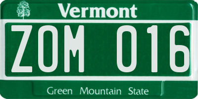 VT license plate ZOM016