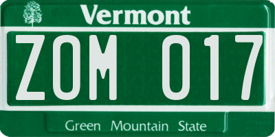 VT license plate ZOM017