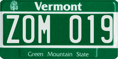 VT license plate ZOM019