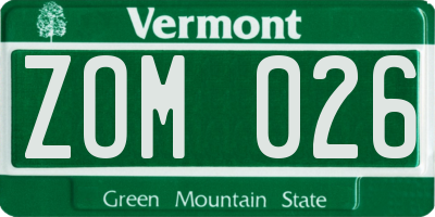 VT license plate ZOM026