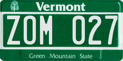 VT license plate ZOM027