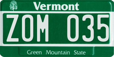 VT license plate ZOM035