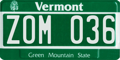VT license plate ZOM036