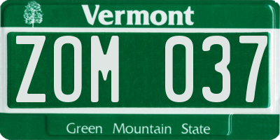 VT license plate ZOM037