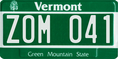 VT license plate ZOM041