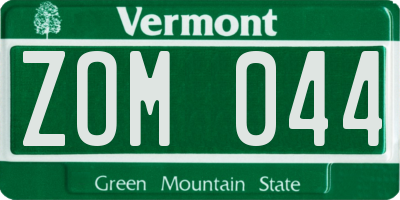 VT license plate ZOM044