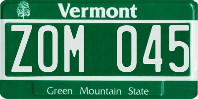 VT license plate ZOM045