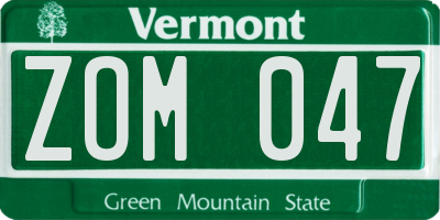 VT license plate ZOM047