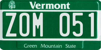 VT license plate ZOM051
