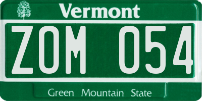 VT license plate ZOM054