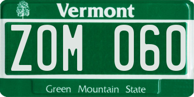 VT license plate ZOM060