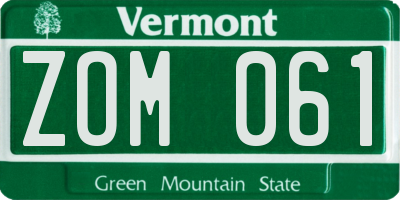 VT license plate ZOM061