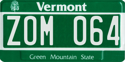 VT license plate ZOM064