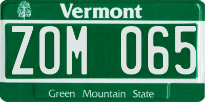 VT license plate ZOM065