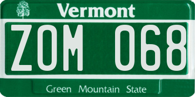 VT license plate ZOM068