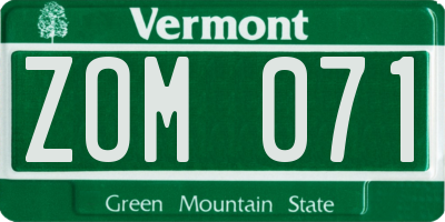 VT license plate ZOM071