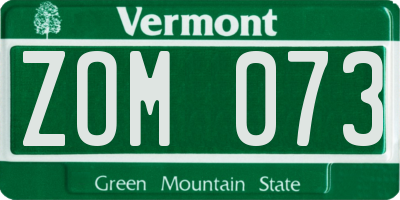 VT license plate ZOM073
