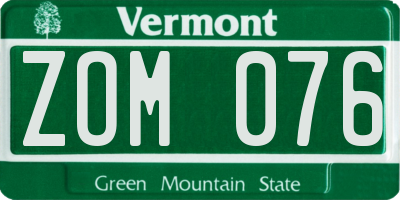 VT license plate ZOM076
