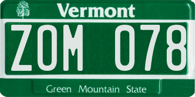 VT license plate ZOM078