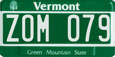 VT license plate ZOM079