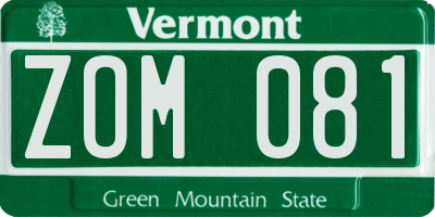 VT license plate ZOM081