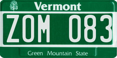 VT license plate ZOM083