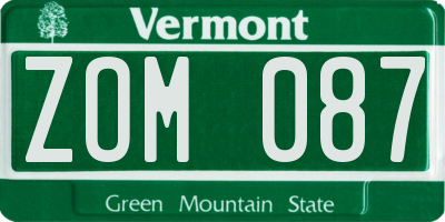 VT license plate ZOM087