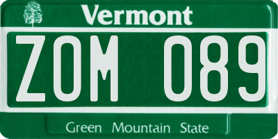 VT license plate ZOM089