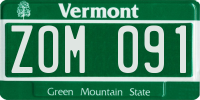 VT license plate ZOM091