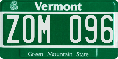 VT license plate ZOM096