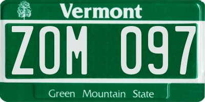 VT license plate ZOM097