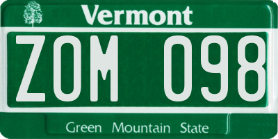 VT license plate ZOM098