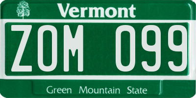 VT license plate ZOM099