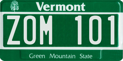 VT license plate ZOM101