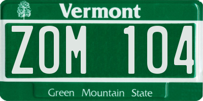 VT license plate ZOM104