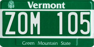 VT license plate ZOM105