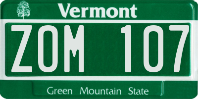 VT license plate ZOM107