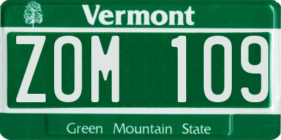 VT license plate ZOM109