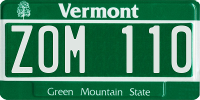 VT license plate ZOM110