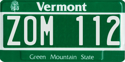 VT license plate ZOM112