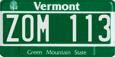VT license plate ZOM113