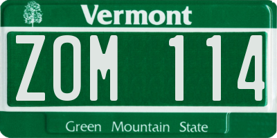 VT license plate ZOM114