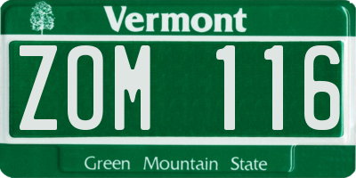 VT license plate ZOM116