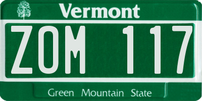 VT license plate ZOM117