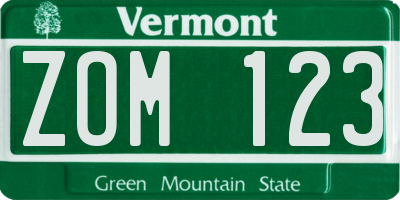 VT license plate ZOM123