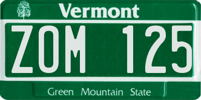 VT license plate ZOM125