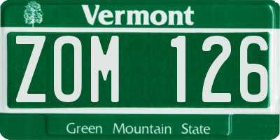 VT license plate ZOM126