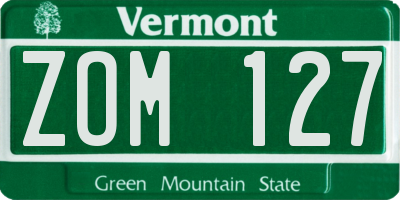 VT license plate ZOM127